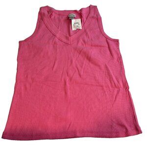 Chico's Women's Pink Ribbed V Neck Tank Top Size 2 NWT
